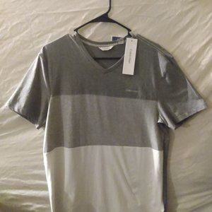 calvin klein white and gray medium v neck casual mens shirt